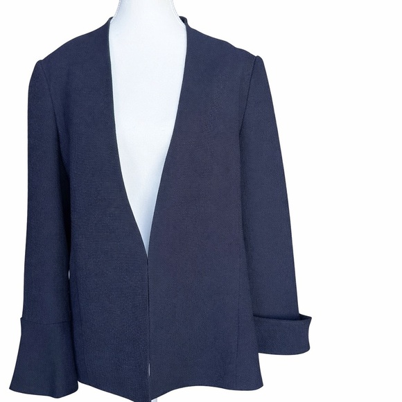 Club Monaco Jackets & Blazers - Club Monaco Navy Textured Tailored Jacket with Flared Cuffs | Size 12